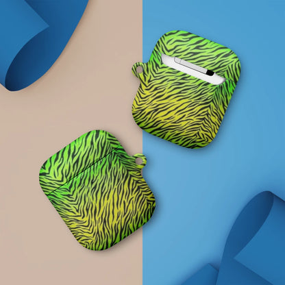 Neon Yellow and Green Zebra Animal Print Case for AirPods®