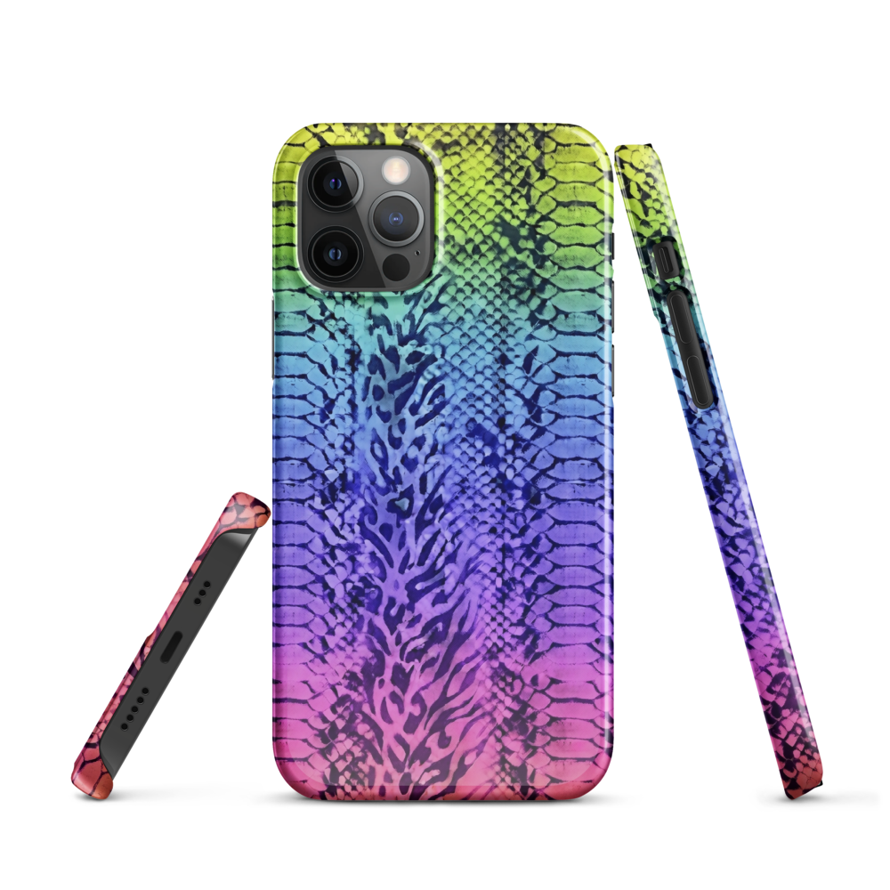 Neon Rainbow Snake Skin & Leopard Print Snap Case for iPhone