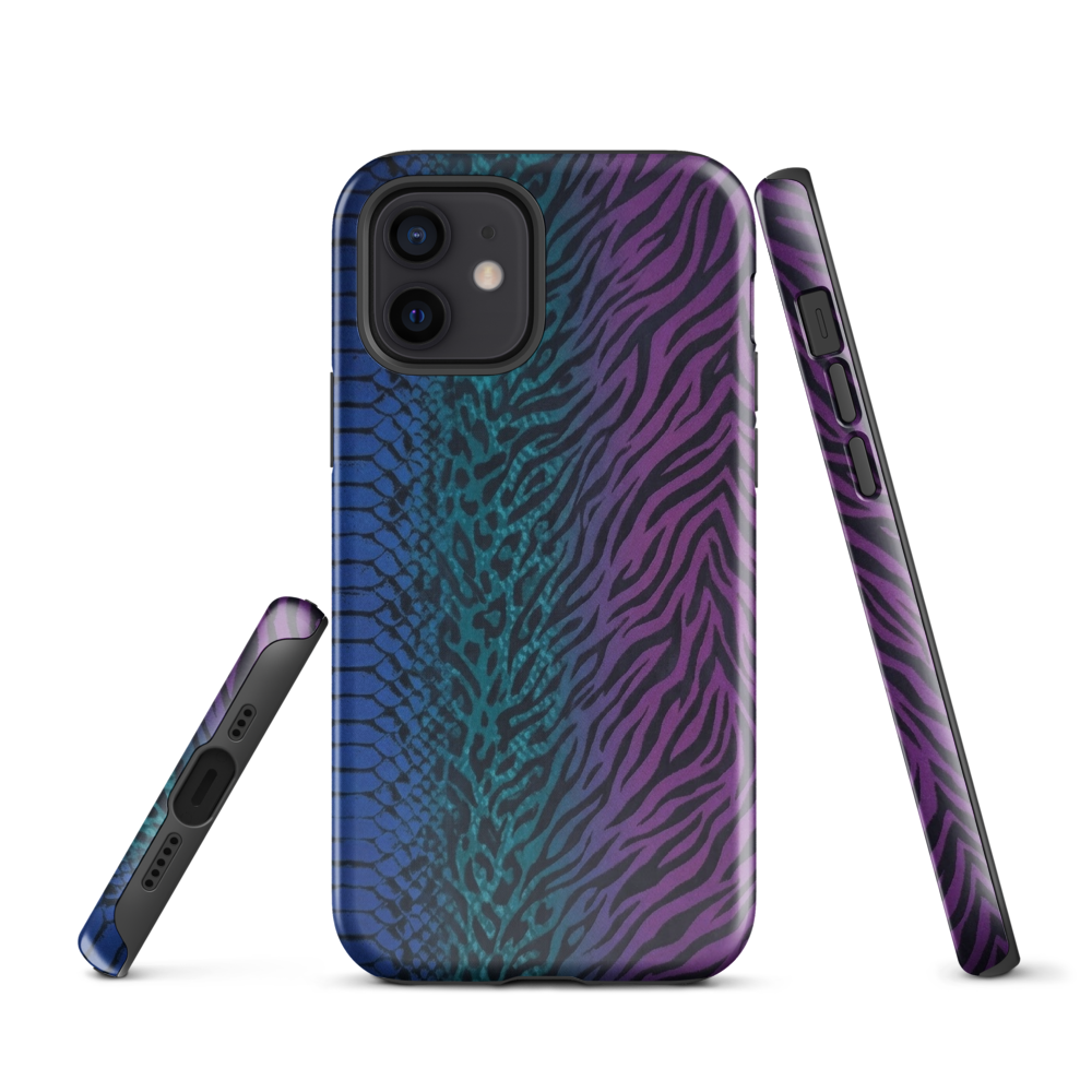 Blue to Purple Dark Snake Zebra & Leopard Print Tough Case for iPhone®