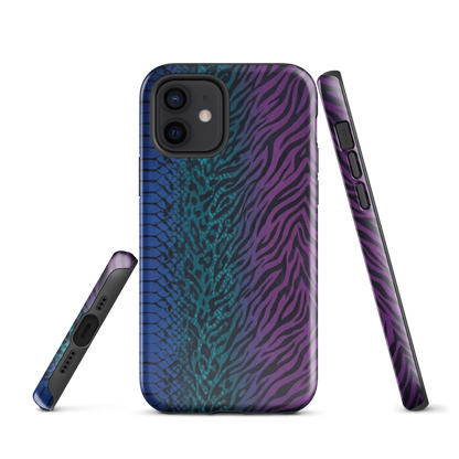 Blue to Purple Dark Snake Zebra & Leopard Print Tough Case for iPhone®