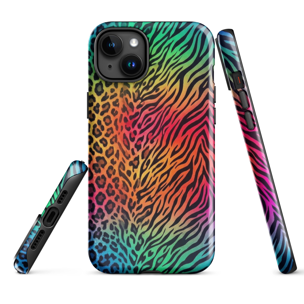 Vibrant Rainbow Zebra & Leopard Print Tough Case for iPhone®