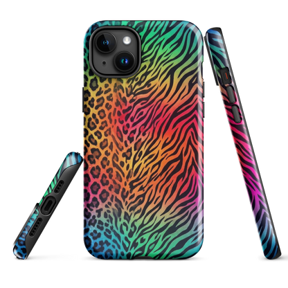 Vibrant Rainbow Zebra & Leopard Print Tough Case for iPhone®