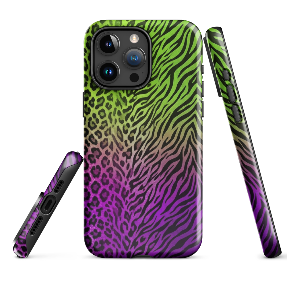 Neon Green & Purple Zebra & Leopard Print Tough Case for iPhone®