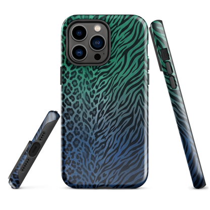Blue to Teal Zebra & Leopard Print  Tough Case for iPhone®