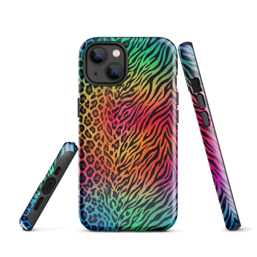 Vibrant Rainbow Zebra & Leopard Print Tough Case for iPhone®