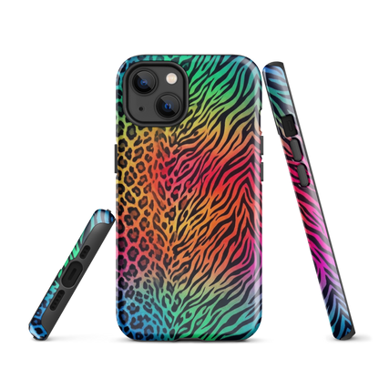 Vibrant Rainbow Zebra & Leopard Print Tough Case for iPhone®