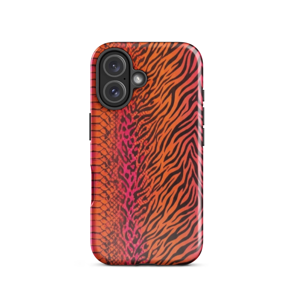 Sunset Orange & Pink Snake Skin Zebra & Leopard Print Tough Case for iPhone®