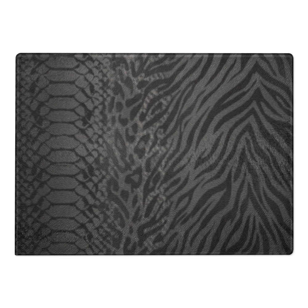 Gray & Black Zebra & Leopard Print Glass Cutting Board