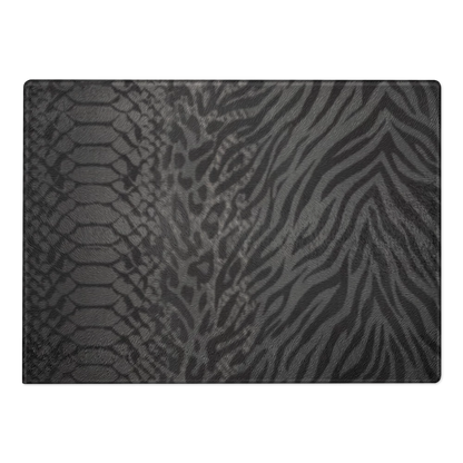 Gray & Black Zebra & Leopard Print Glass Cutting Board
