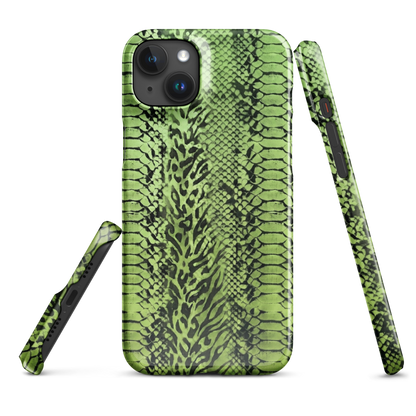 Green Snake Leopard & Zebra Print Snap Case for iPhone