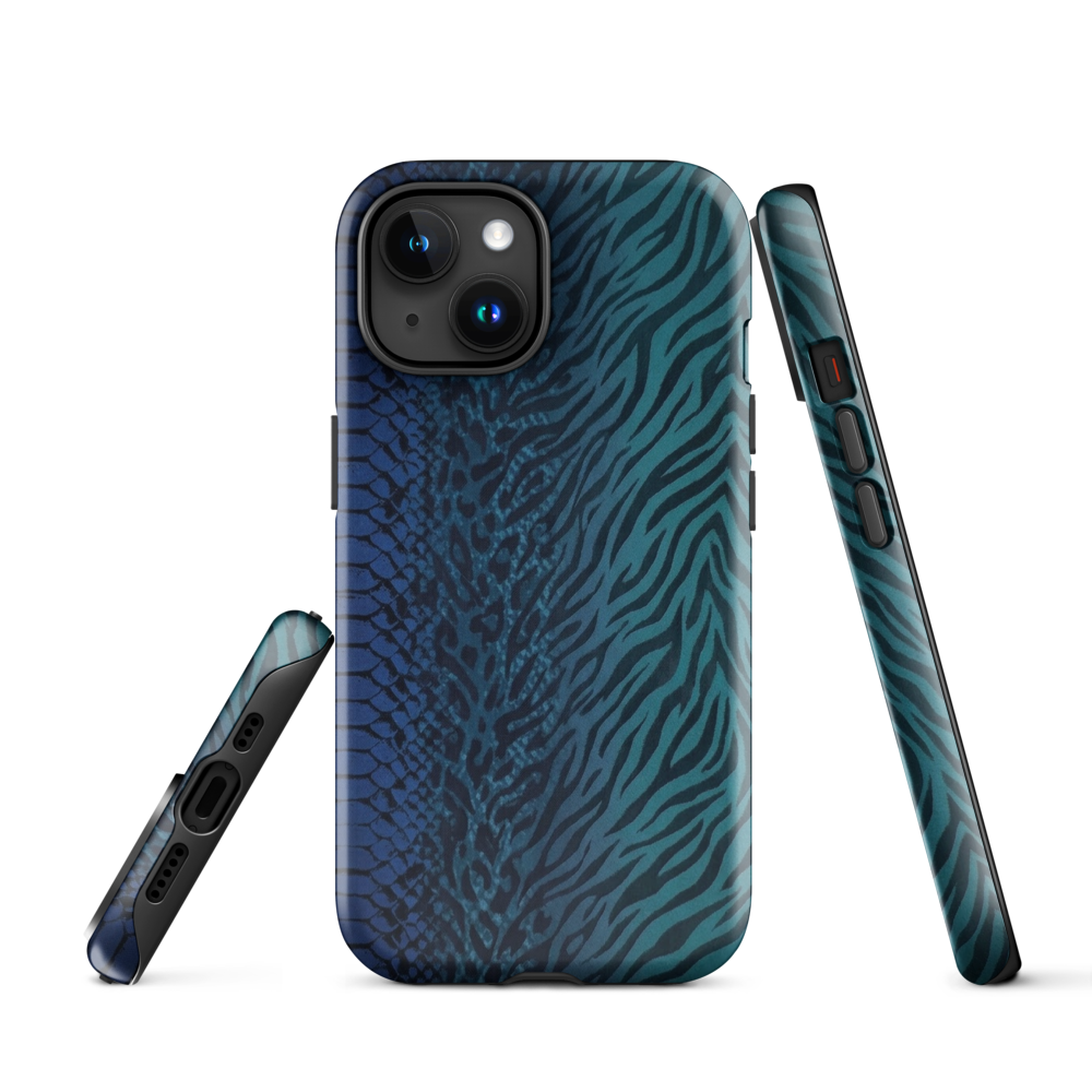 Blue & Teal Snake Skin Zebra & Leopard Print Tough Case for iPhone®
