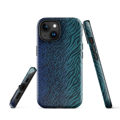 Blue & Teal Snake Skin Zebra & Leopard Print Tough Case for iPhone®