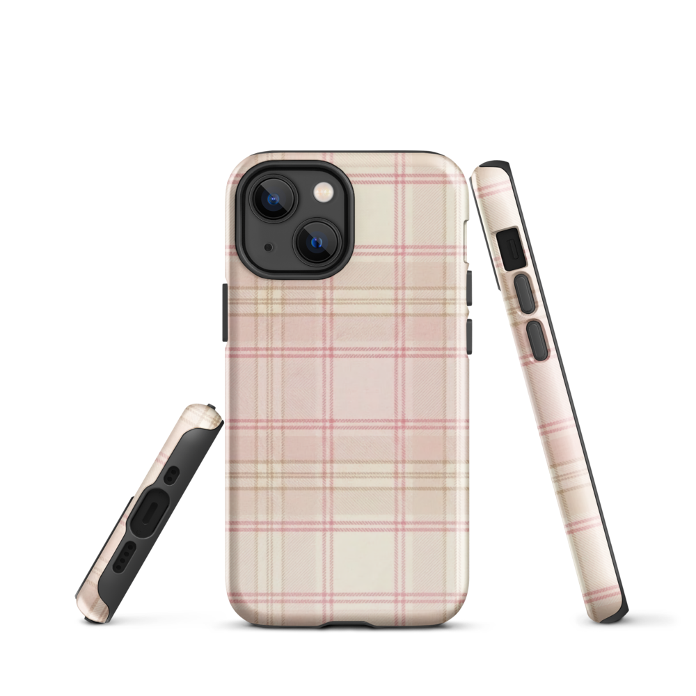 Pink & Cream Plaid Coquette Print Tough Case for iPhone®
