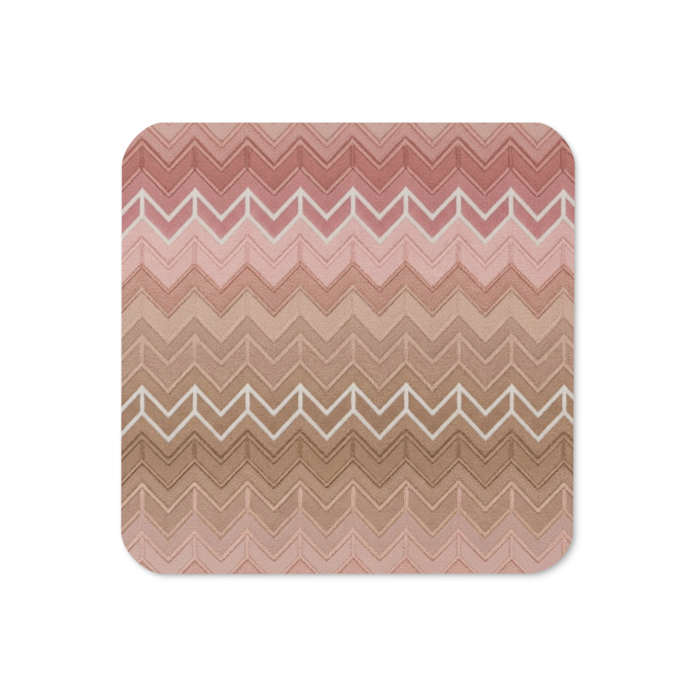 Neutral & Muave Chevron Print Cork-Back Coaster