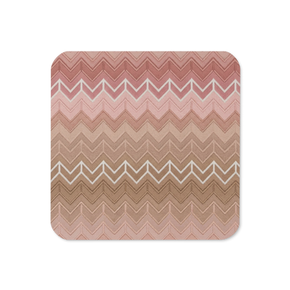 Neutral & Muave Chevron Print Cork-Back Coaster