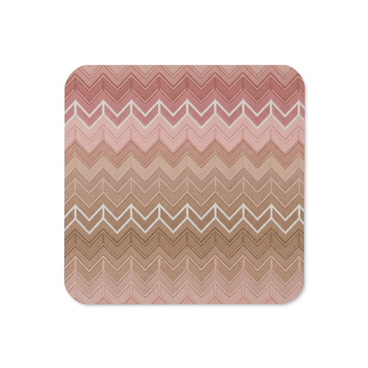 Neutral & Muave Chevron Print Cork-Back Coaster