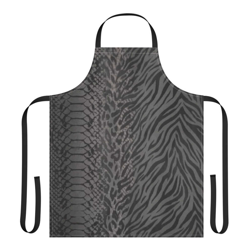 Gray & Black Snake Skin Zebra & Leopard Print Strap Apron