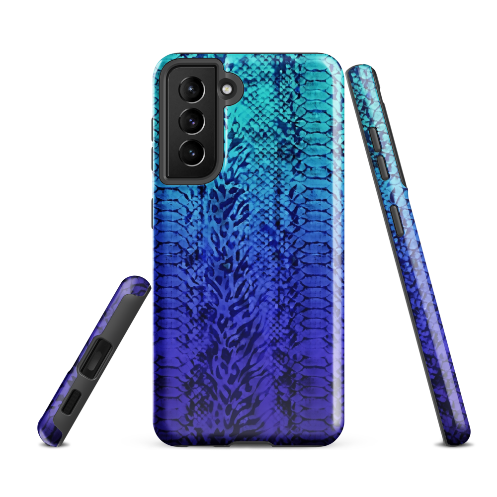 Vibrant Blue Snake & Leopard Print Tough Case for Samsung