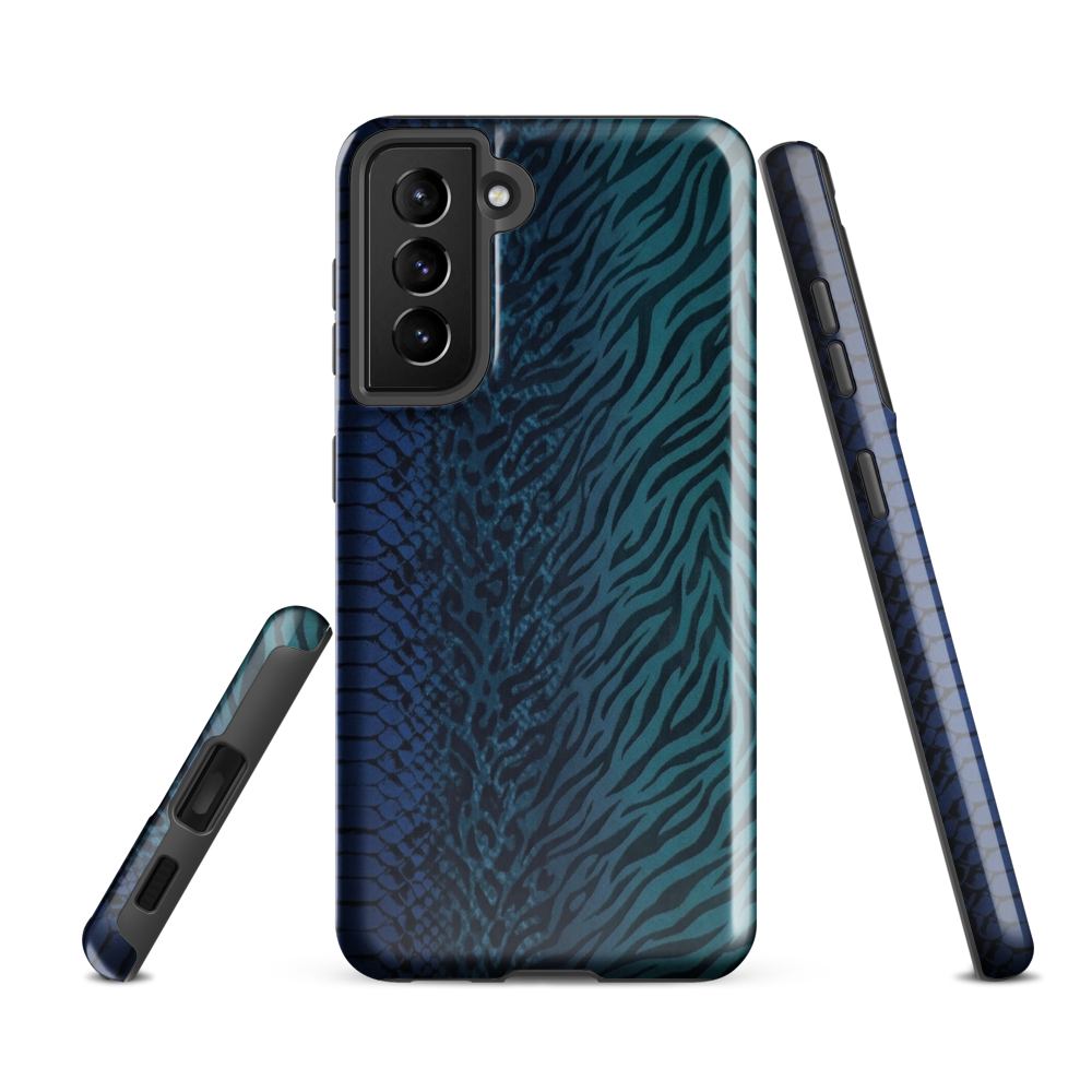 Blue & Teal Snake Skin Zebra & Leopard Print Tough Case for Samsung