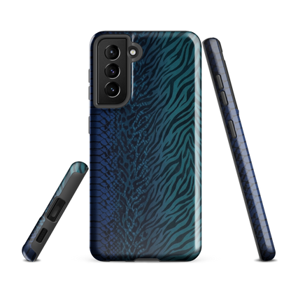 Blue & Teal Snake Skin Zebra & Leopard Print Tough Case for Samsung