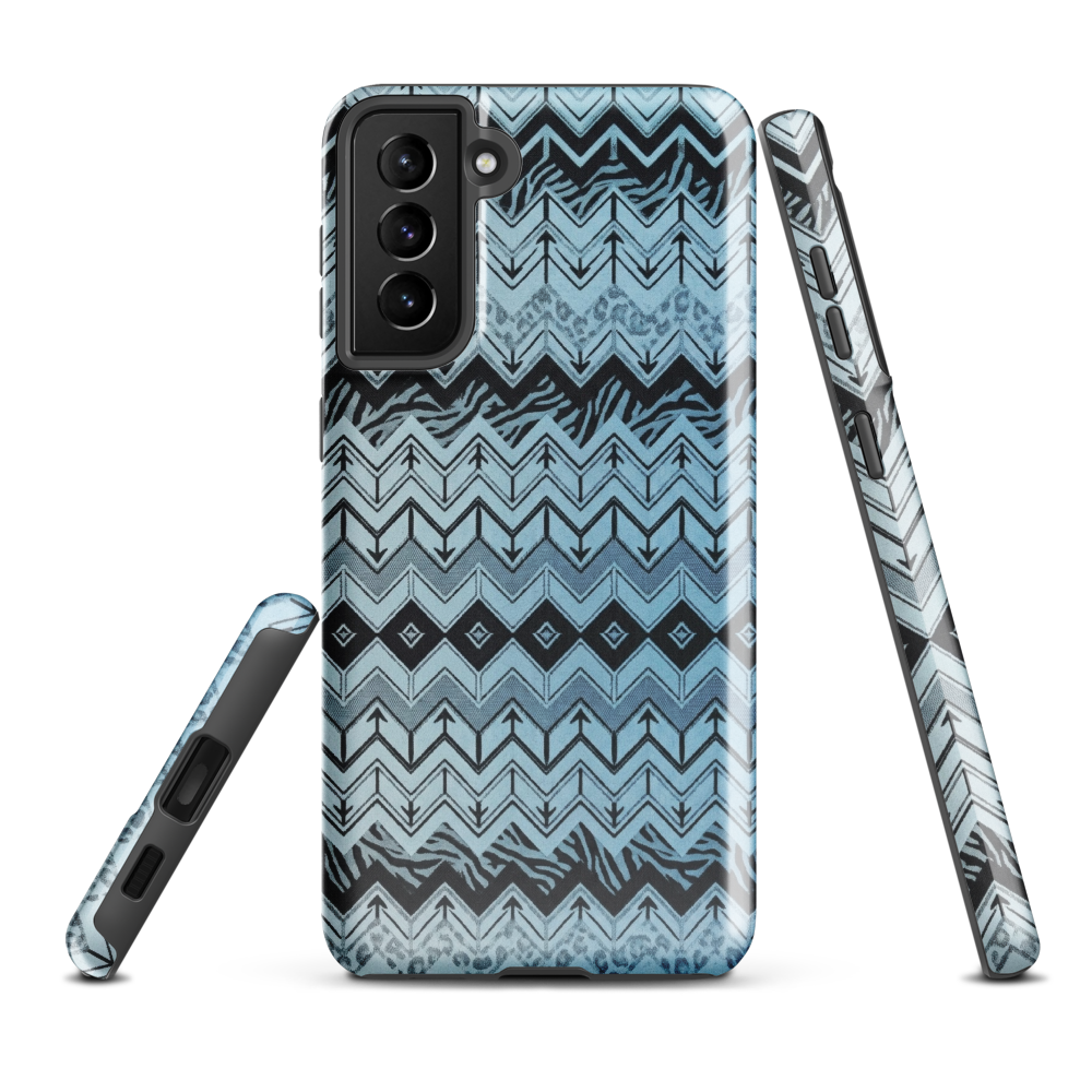 Blue Chevron Pattern Leopard & Zebra Print Tough Case for Samsung