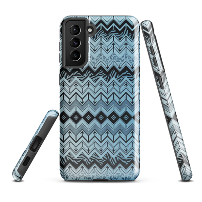 Blue Chevron Pattern Leopard & Zebra Print Tough Case for Samsung