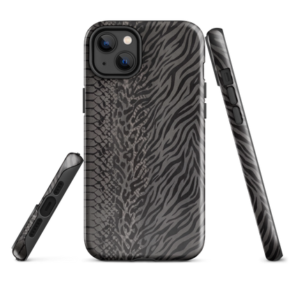 Dark Gray Zebra Print y2k inspired Tough Case for iPhone®