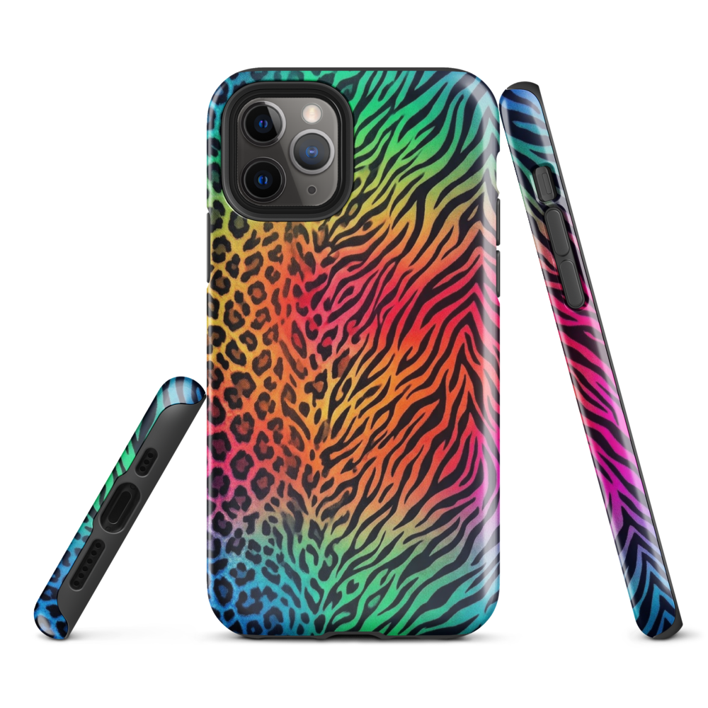 Vibrant Rainbow Zebra & Leopard Print Tough Case for iPhone®