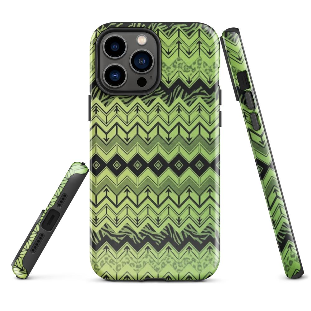 Lime Green Chevron Zebra & Leopard Print Tough Case for iPhone®