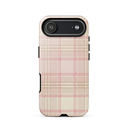 Pink & Cream Plaid Coquette Print Tough Case for iPhone®