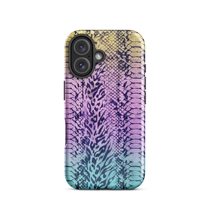 Faded Rainbow Snake Skin Zebra & Leopard Print Tough Case for iPhone®