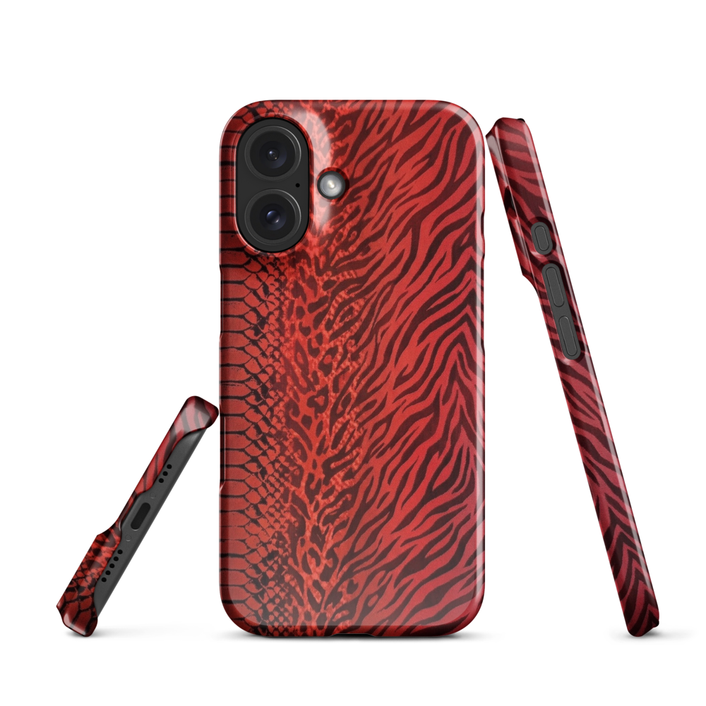 Red Zebra Snake & Leopard Print Snap Case for iPhone