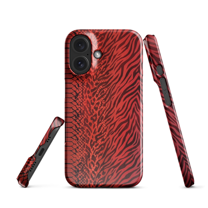 Red Zebra Snake & Leopard Print Snap Case for iPhone