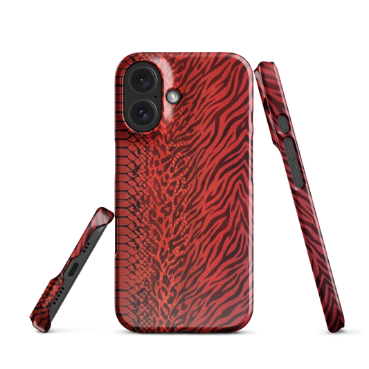 Red Zebra Snake & Leopard Print Snap Case for iPhone