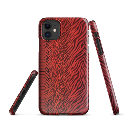 Red Zebra Snake & Leopard Print Snap Case for iPhone