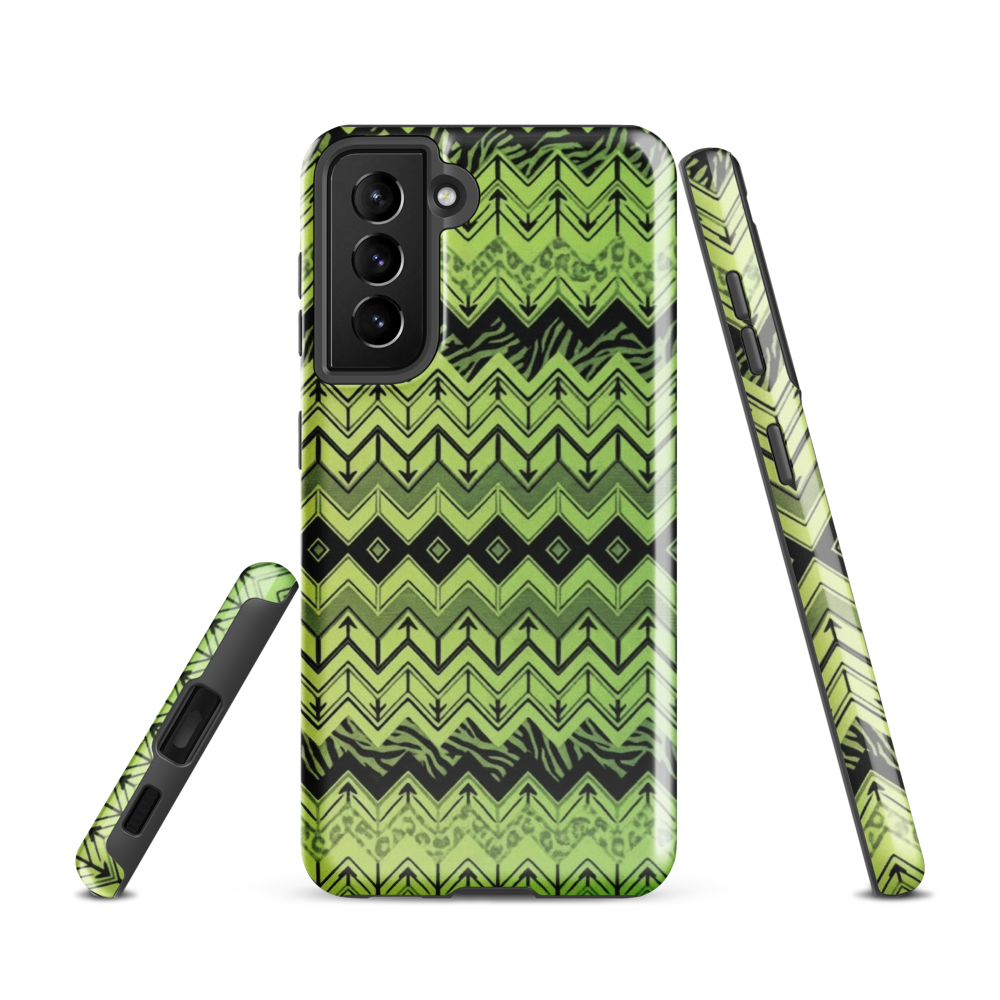 Lime Green Zebra & Leopard Print Chevron Tough Case for Samsung