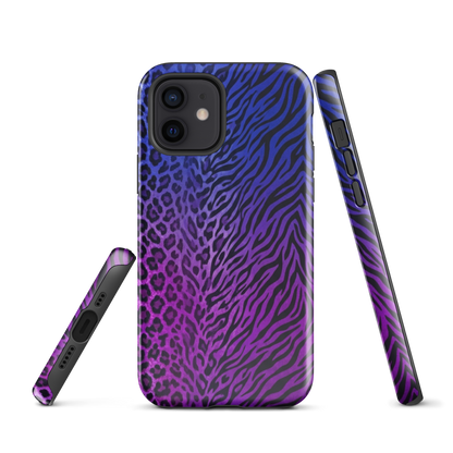 Purple to Blue Zebra & Leopard Print Tough Case for iPhone®