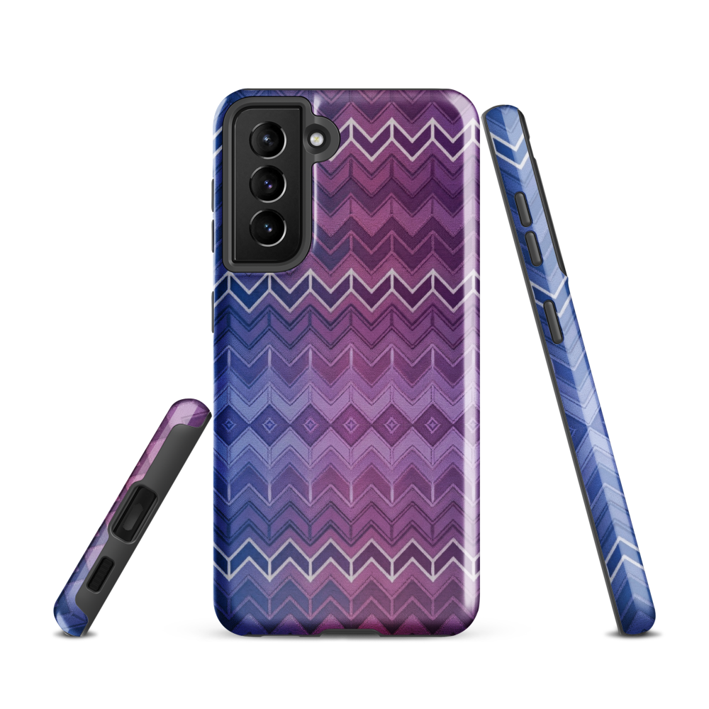 Purple & Blue Classic Chevron Print Tough Case for Samsung