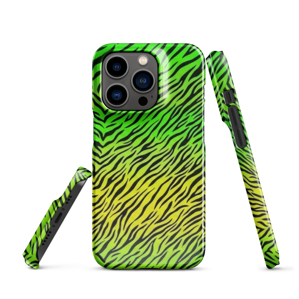 Green & Yellow  Zebra Print Snap Case for iPhone