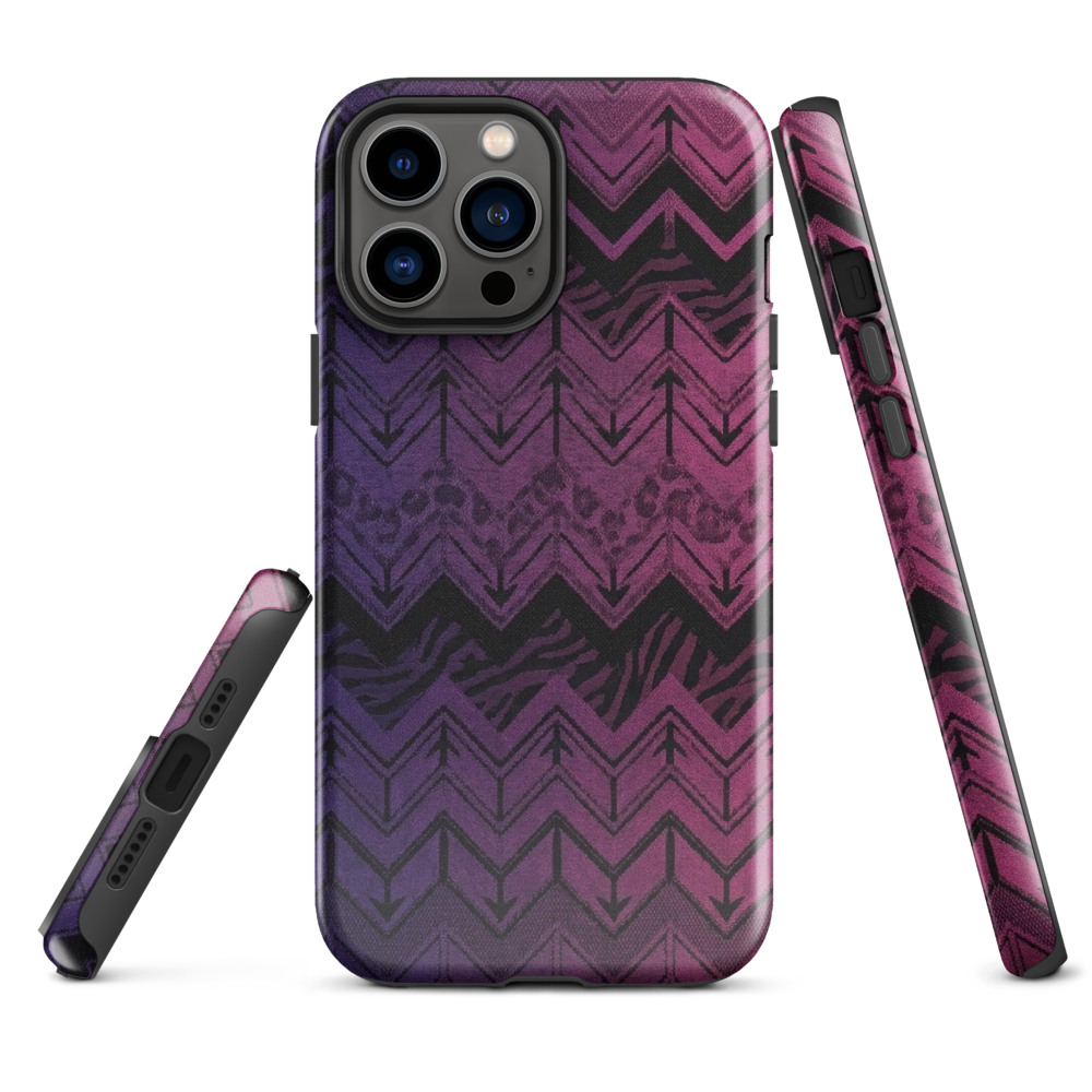Purple to Pink Chevron Zebra & Leopard Print Tough Case for iPhone®