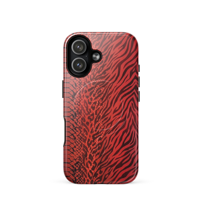 Red Zebra Snake & Leopard Print MagSafe Tough Case for iPhone®