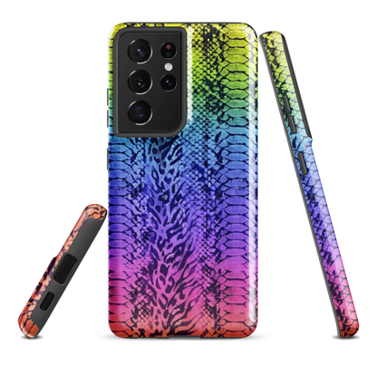 Vibrant Rainbow Snake Skin & Leopard Print Tough Case for Samsung