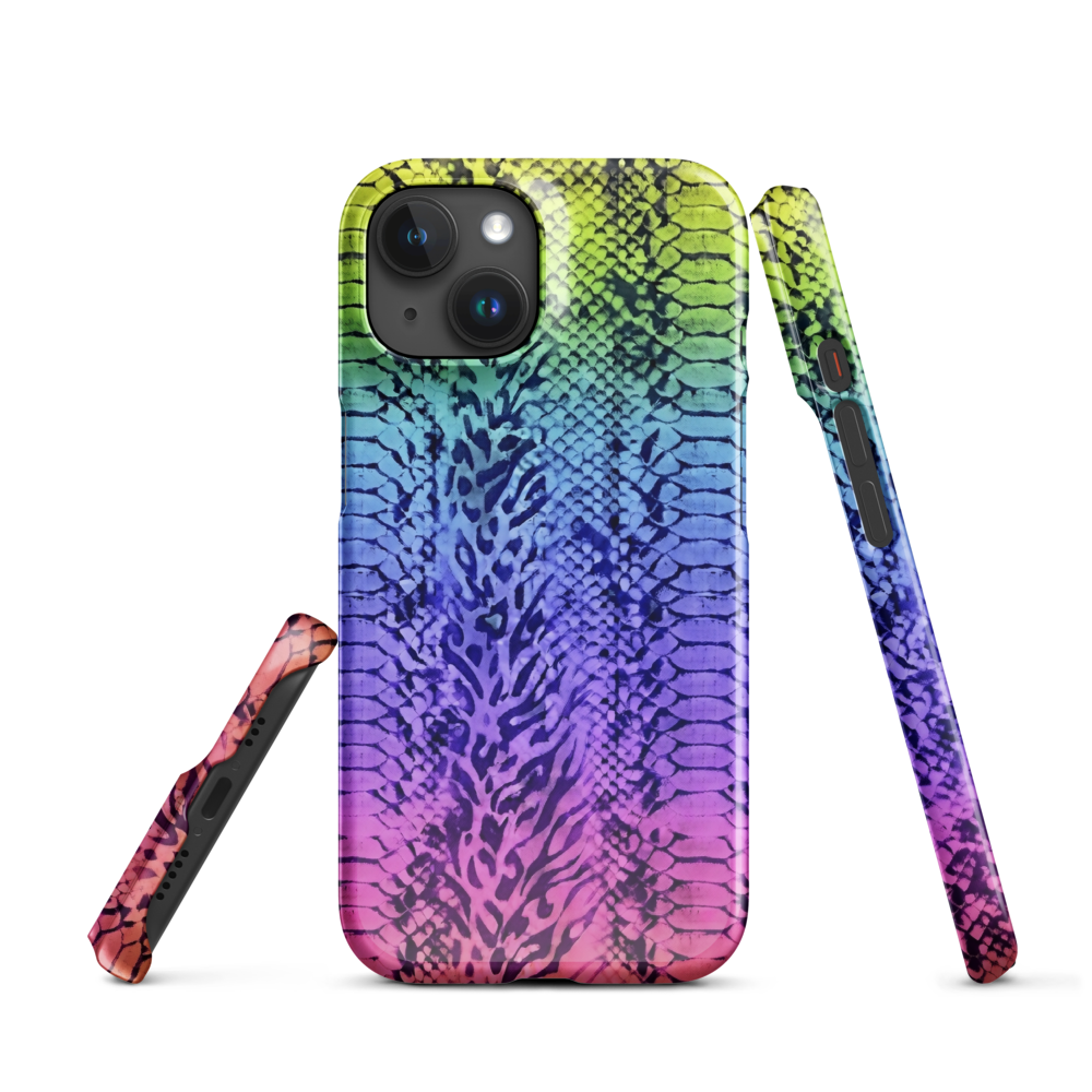 Neon Rainbow Snake Skin & Leopard Print Snap Case for iPhone