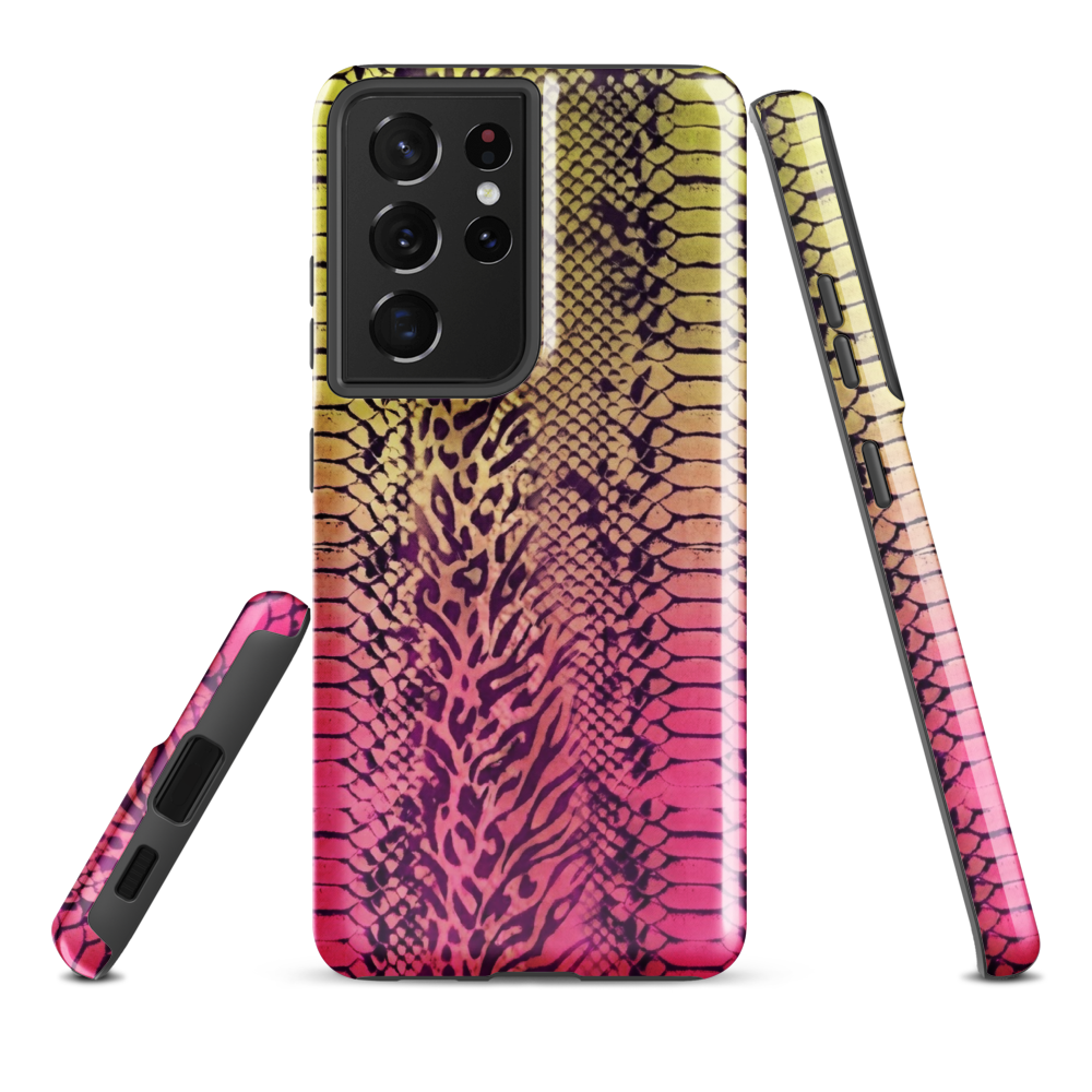 Yellow & Pink Snake Skin & Leopard Print Tough Case for Samsung
