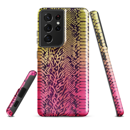 Yellow & Pink Snake Skin & Leopard Print Tough Case for Samsung