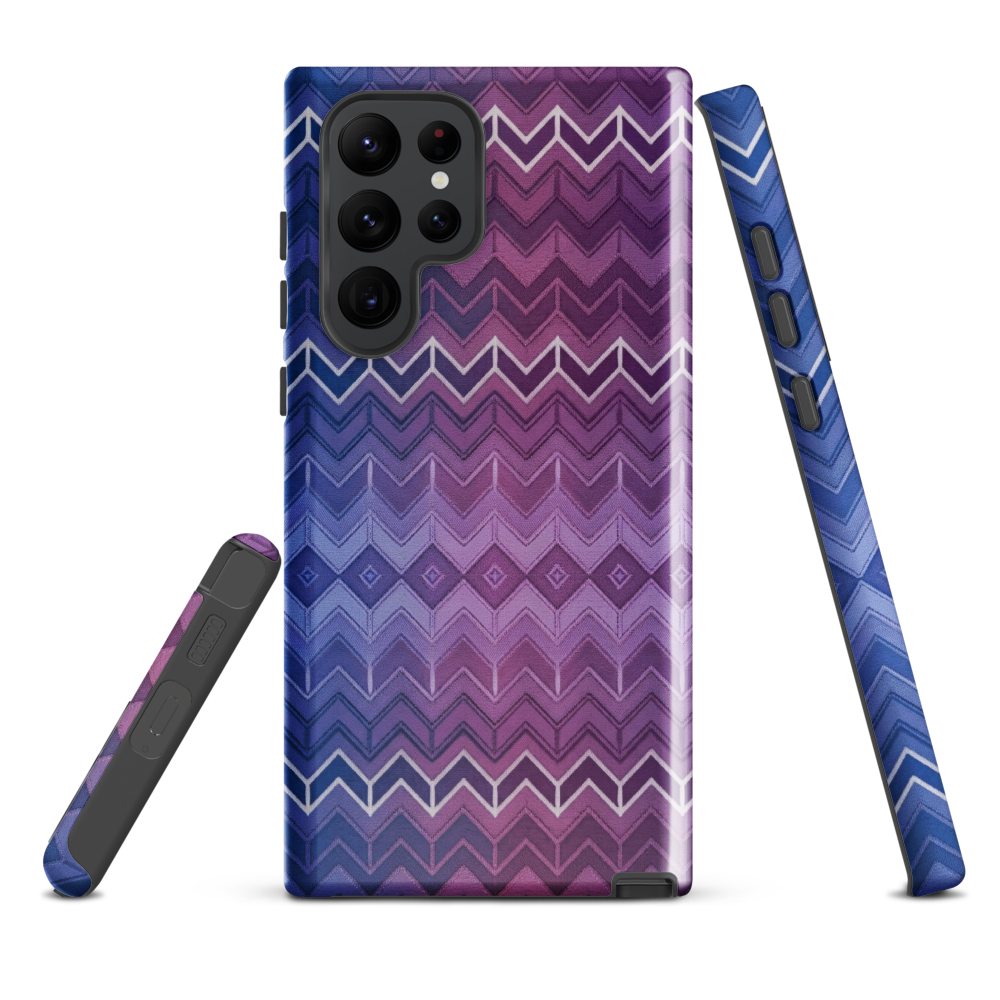 Purple & Blue Classic Chevron Print Tough Case for Samsung