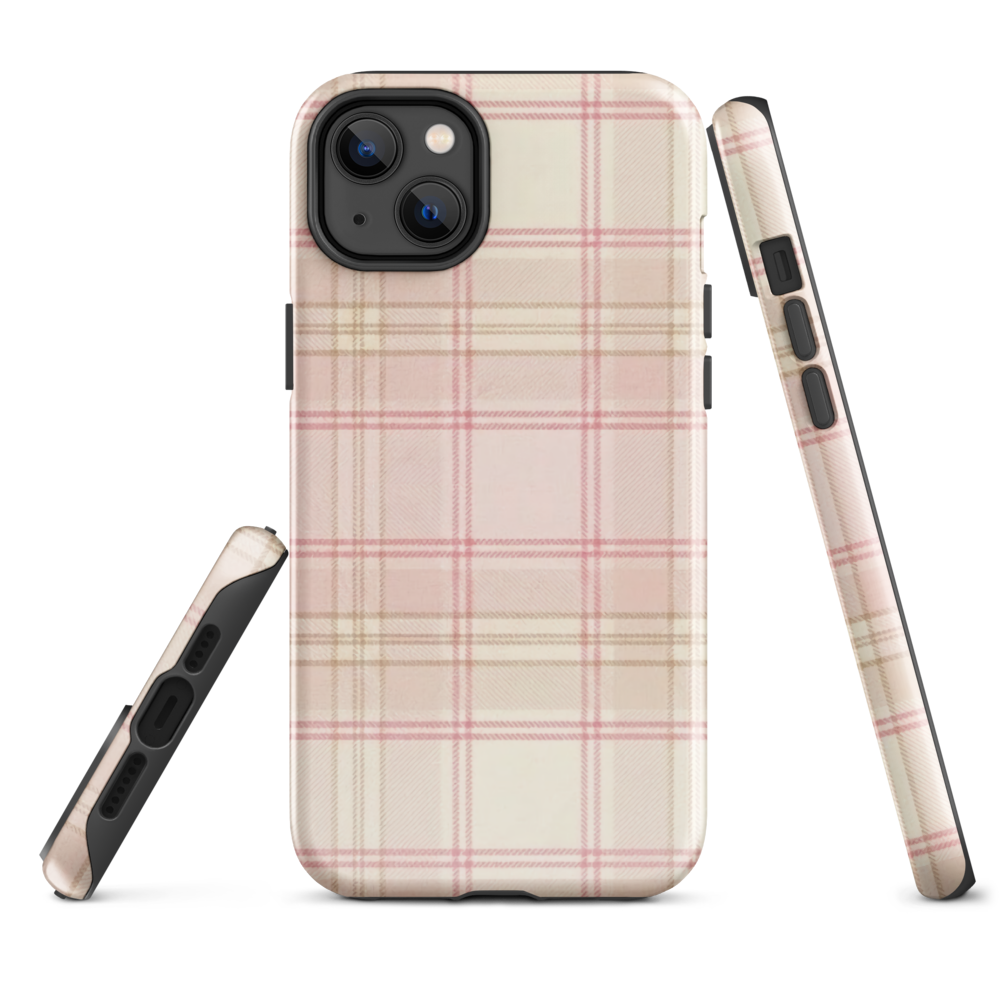 Pink & Cream Plaid Coquette Print Tough Case for iPhone®