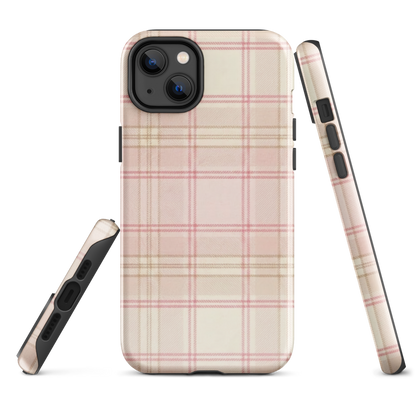 Pink & Cream Plaid Coquette Print Tough Case for iPhone®