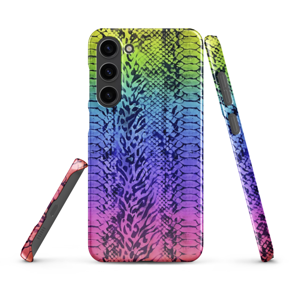 Vibrant Rainbow Snake Skin & Leopard Print Snap Case for Samsung