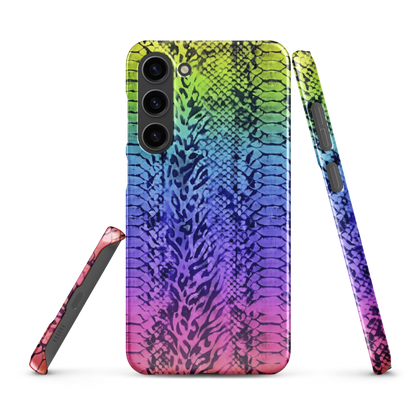 Vibrant Rainbow Snake Skin & Leopard Print Snap Case for Samsung